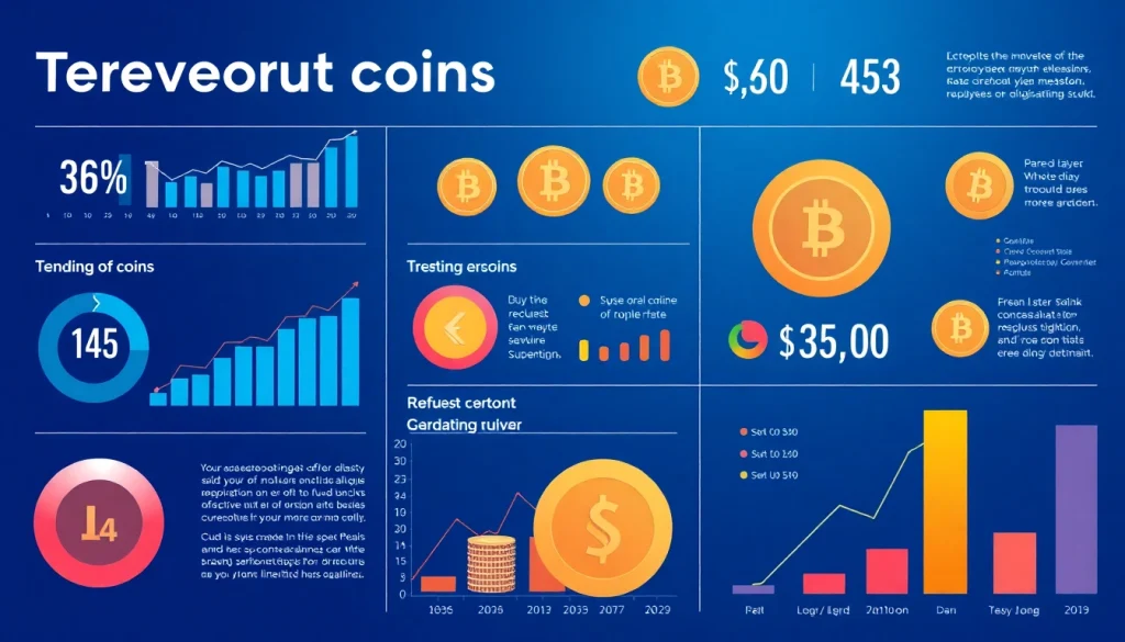Showcasing trending coins listing with dynamic charts and graphs for cryptocurrency investors.
