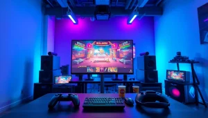 Bermain bolahiu game dengan tampilan interaktif dan peralatan gaming modern yang menarik.