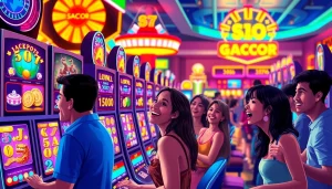 Permainan slot gacor yang menarik dengan pemain bersemangat di kasino