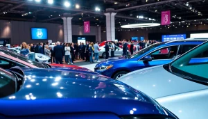 Attendees experiencing an Auto Cars Show with showcased vehicles and vibrant displays