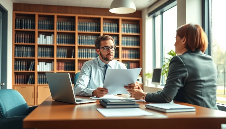 Engaging estate planning consultation at https://www.norcrosslawfirm.com featuring a lawyer reviewing documents with a client.