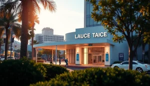 Visitors engaging outside the Anaheim Jail police station, showcasing its welcoming design and community presence.