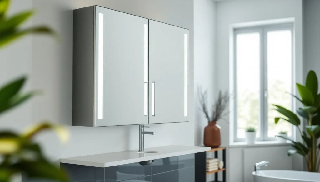 Der sonni Spiegelschrank im modernen Badezimmer mit stilvollem Design und LED-Beleuchtung.