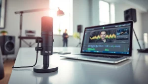 MV 88 microphone on a modern desk setup for audio recording.