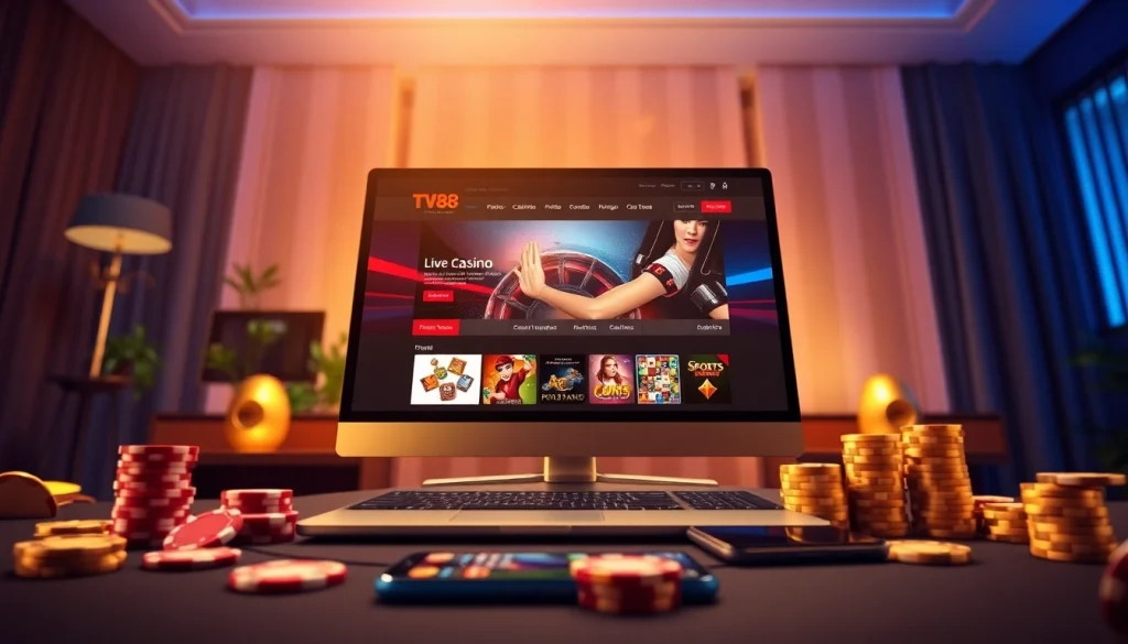 TV88 online gambling platform interface highlighting secure transactions and diverse gaming options at https://whycazino.com.