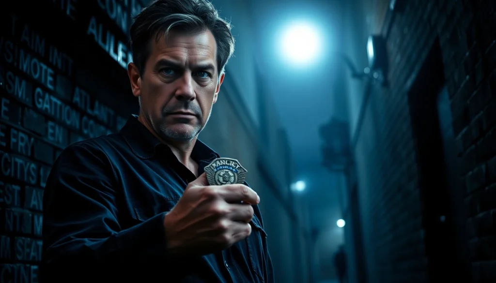 Explore the gripping story of Rancid Badges featuring a troubled cop in a dark alley.