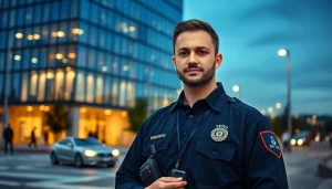 Guard showcasing Security Services Fredericksburg in an urban environment.