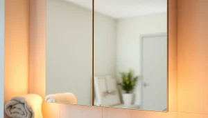 Sonni Spiegelschrank mit eleganter Beleuchtung und modernem Design im Badezimmer.