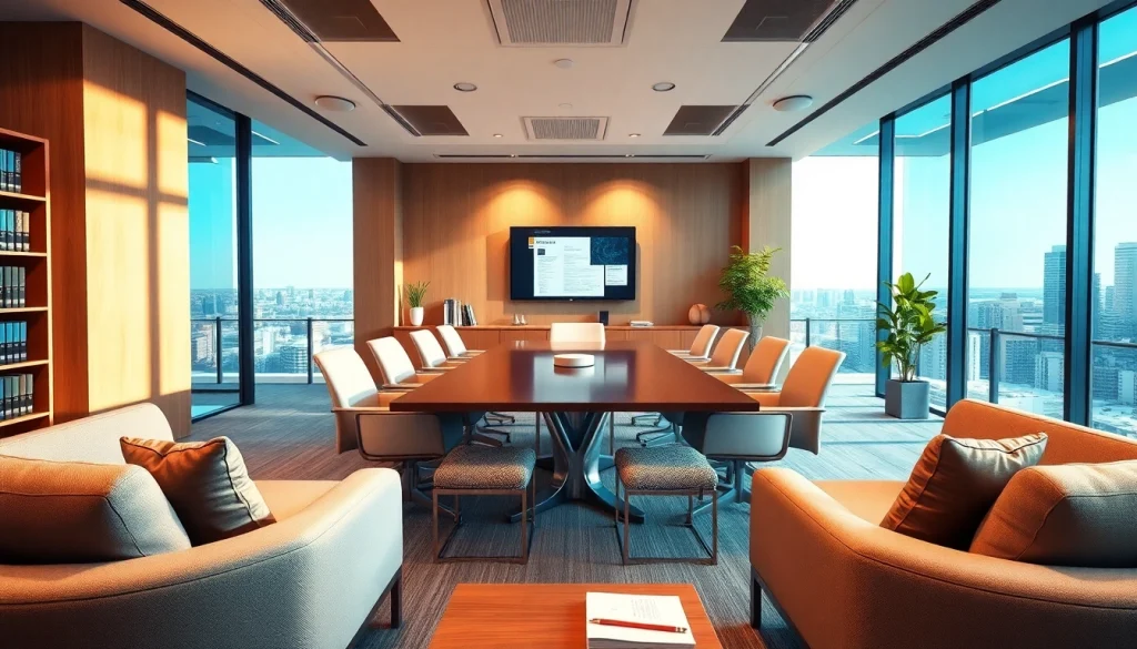 Visit https://www.turnpikelaw.com to see a professional law firm meeting room, showcasing a modern legal atmosphere.
