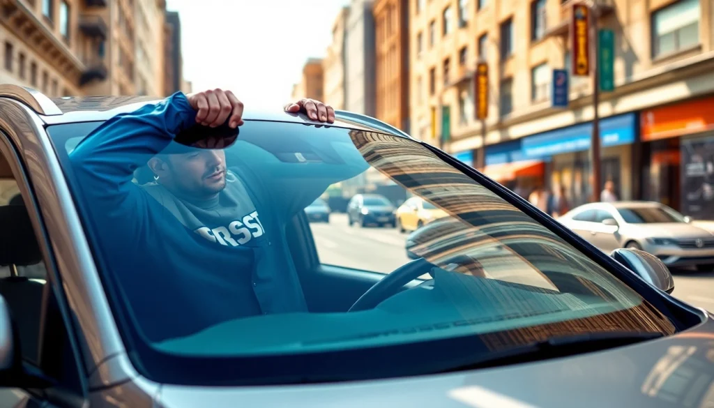 Get Free mobile windshield replacement while an expert installs it in a urban setting.