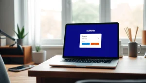 Suletoto login interface yang menarik dengan pencahayaan lembut dan suasana produktif.