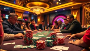 JBO poker scene showcasing intense gameplay with vibrant chips and cards.