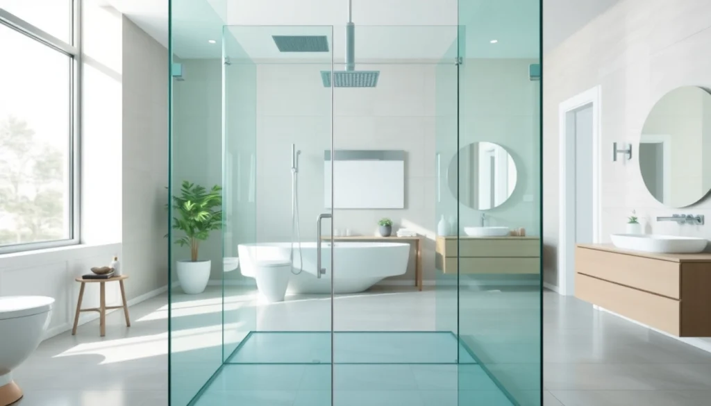 Die elegante Duschkabine von sonni sanitär GmbH im modernen Badezimmer mit hochwertigen Badprodukten.