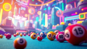 Menggambarkan suasana permainan lotere virus4d dengan bola berwarna-warni.