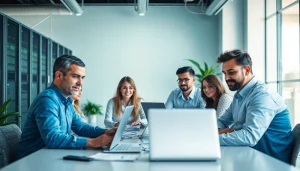 Professional team collaborating on Managed IT Services Tampa in a modern office.