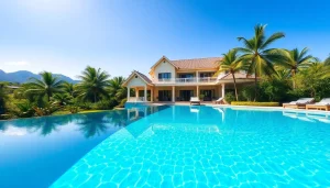 Showcase of pattaya property for sale with luxury villa and tropical gardens.