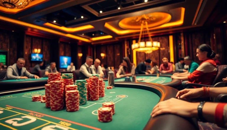 Menghadirkan kasinojitu dalam suasana mewah dengan pemain bersemangat dan meja permainan yang terang.