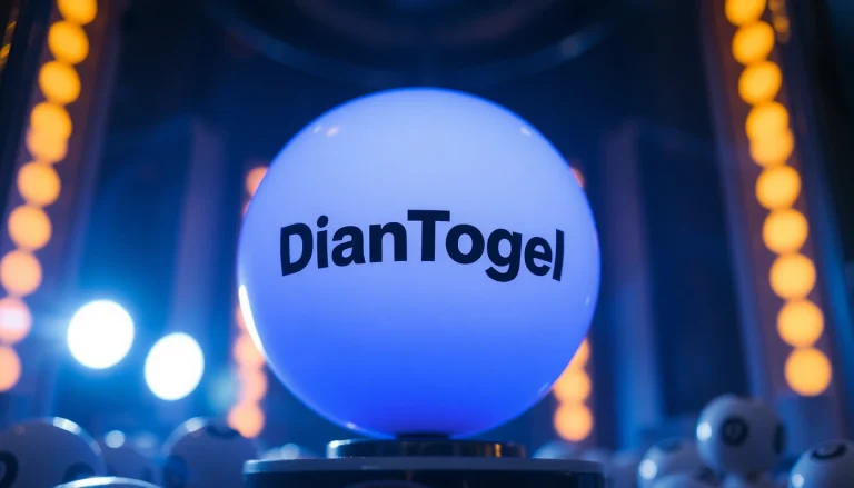 Menarik perhatian dengan diantogel, bola lotere bersinar di ruang gelap yang dramatis.