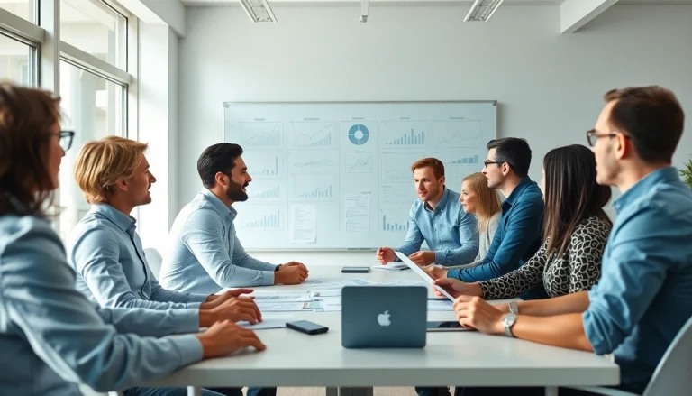 Team bespreekt resultaten van https://enqueteplein.nl in een lichte kantooromgeving