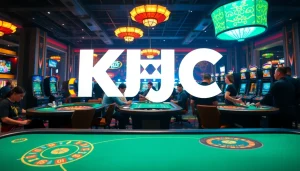 KJC AC 2 - Exciting casino scene with poker tables, slot machines, and roulette wheels, illustrating the thrill of gambling.