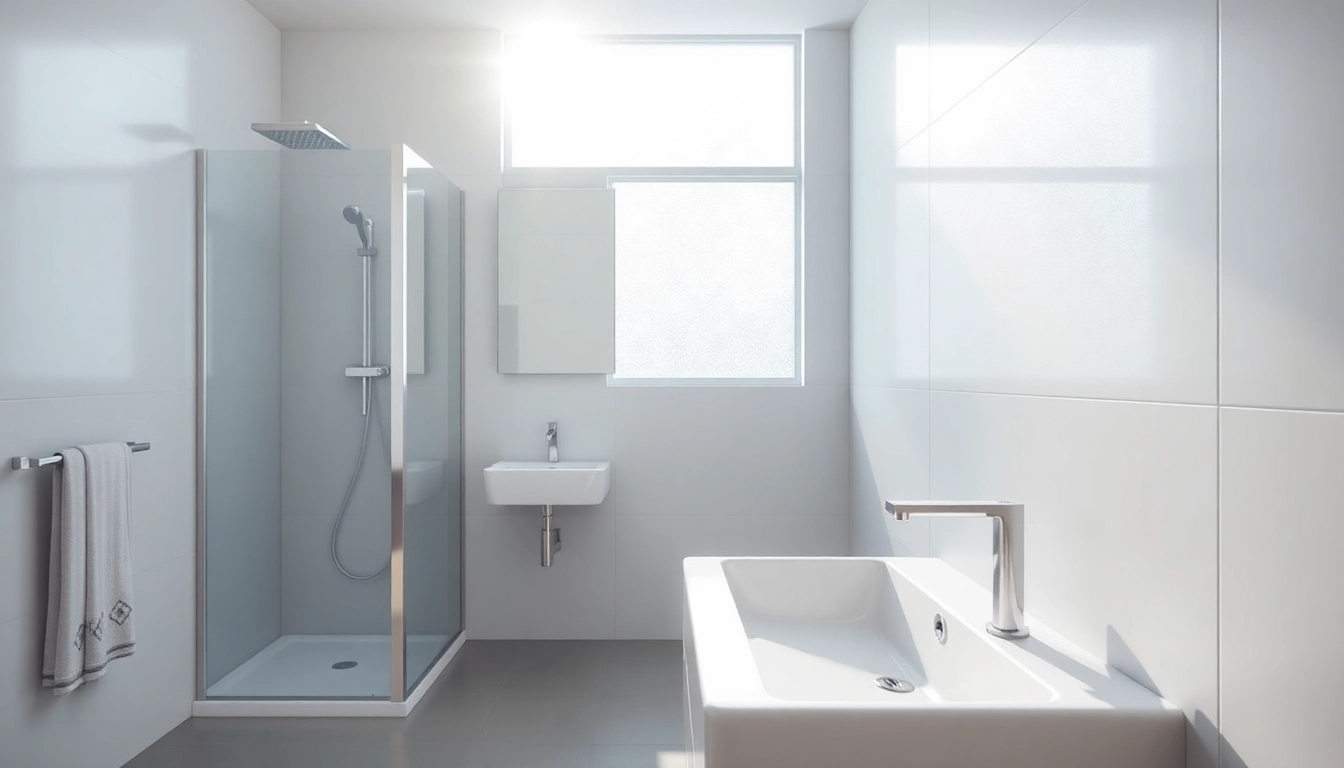 Aménagement moderne de salle de bain avec produits Sirhona