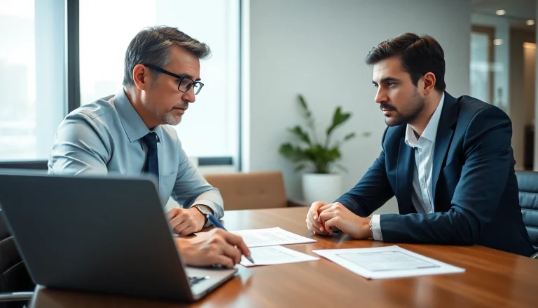 Data privacy legal advisory India with a lawyer discussing strategies with a client in a modern office.