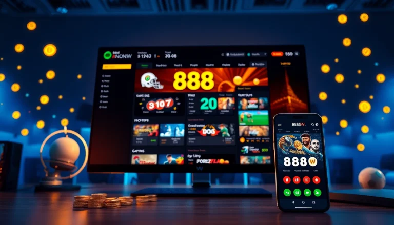 Exciting online gaming experience on the 888 new platform showcasing betting options and vibrant visuals.