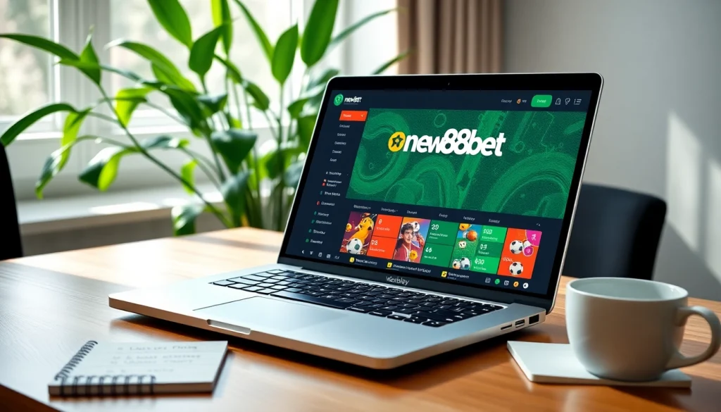 Engaging interface of new88bet on a laptop with strategic betting elements.