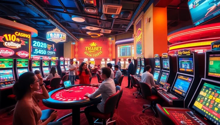 Engaging online casino atmosphere at https://thabet.college/ with diverse players enjoying various games.