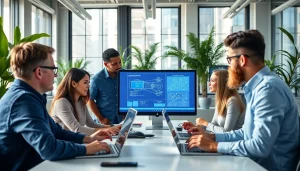 Team collaborating on managed it service solutions in a professional office.