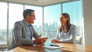 Dynamic business coach Los Angeles leveraging city skyline to inspire client success.