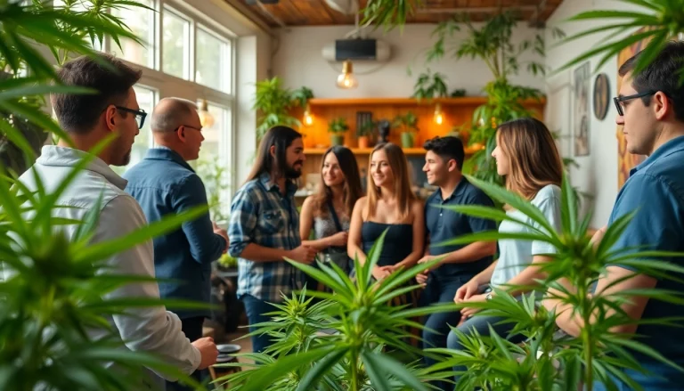 Members socialize and enjoy at a vibrant weed club madrid, showcasing a welcoming atmosphere.
