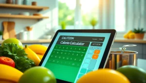 Calculate calories quickly and efficiently with our interactive calorie calculator displayed in a vibrant kitchen.