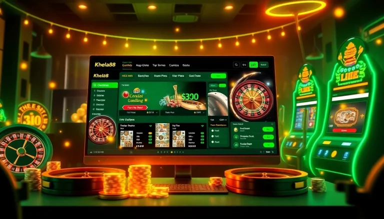 A gambler enjoying a lively online betting experience at Khela88 লগইন করুন, with colorful casino visuals and options on display.