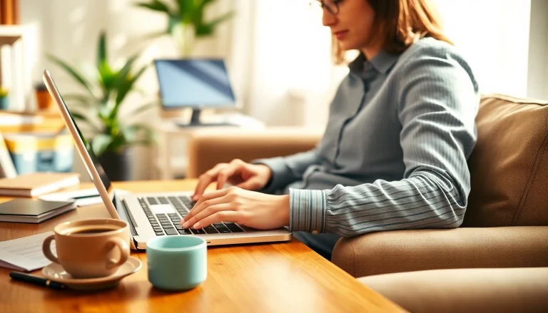 Engaging with https://enqueteplein.nl on a laptop, capturing the work-from-home experience in a cozy setting.