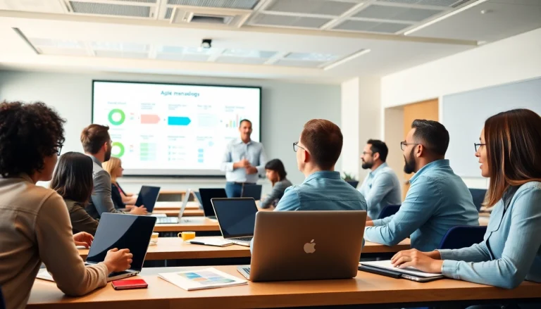 Engaged participants learning project management strategies at CareerSprints.com training session.