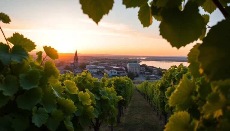 Experience Clarksburg CA's charming vineyards with stunning sunset views over the Sacramento River.