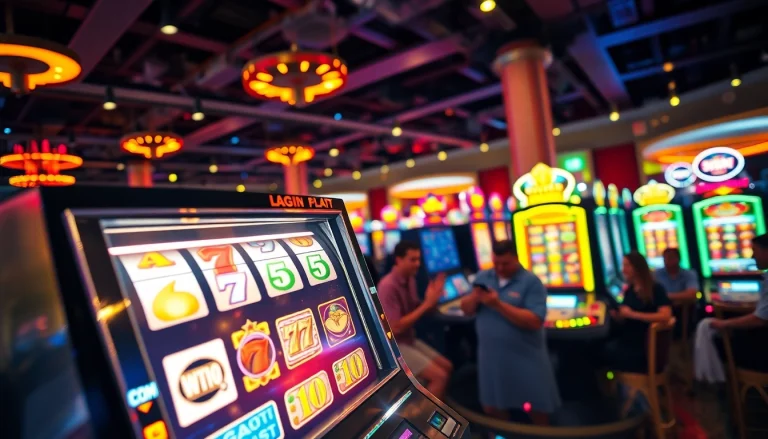 Menangkan petanitoto saat bermain mesin slot dalam suasana kasino yang meriah.