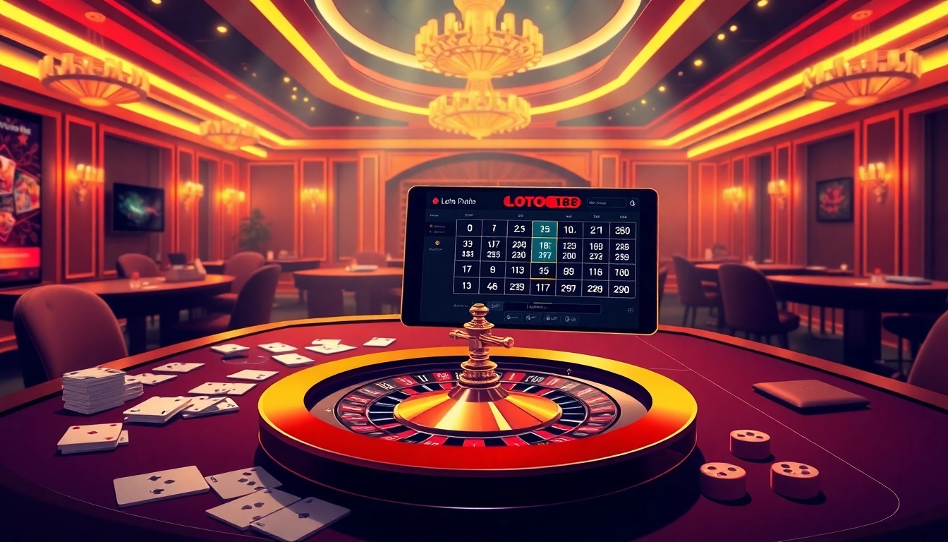 Join the excitement of Đăng Ký Loto188 at a vibrant casino with modern gaming elements.