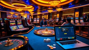 The immersive gambling experience at Trang chủ MMOO featuring vibrant casino tables and excited players.