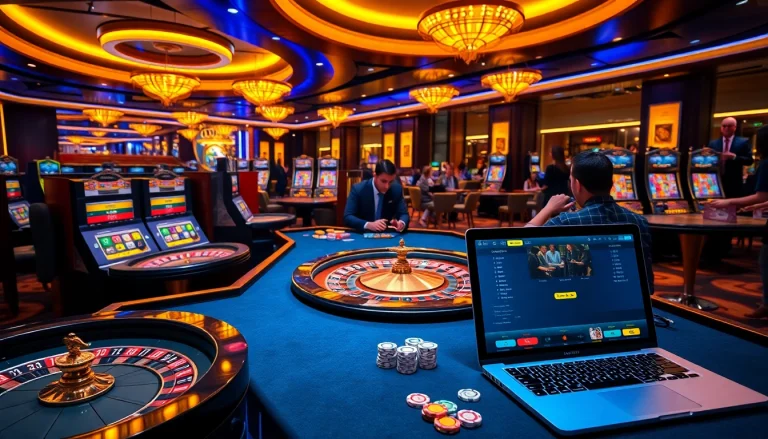 The immersive gambling experience at Trang chủ MMOO featuring vibrant casino tables and excited players.