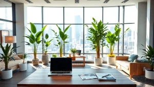 Real Estate office interior showcasing a modern design with a welcoming atmosphere.