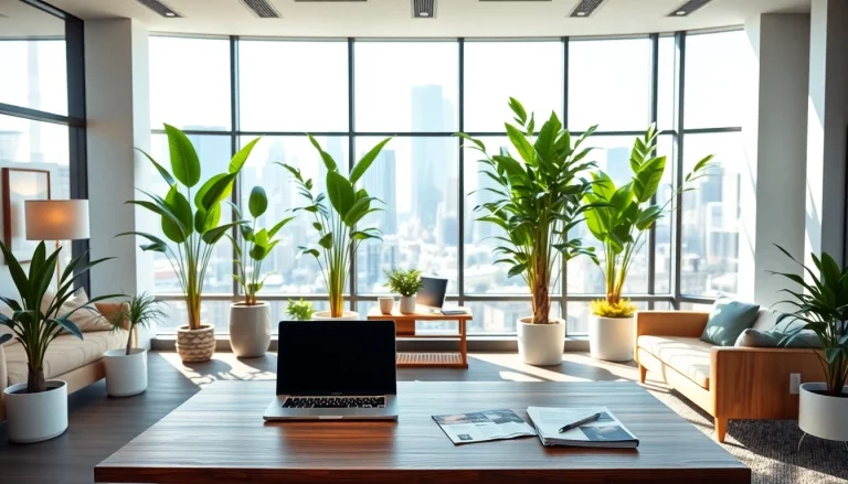 Real Estate office interior showcasing a modern design with a welcoming atmosphere.