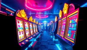 Rasakan kegembiraan Birutoto dengan lingkungan permainan slot digital yang dinamis, menampilkan gulungan animasi dan warna neon.