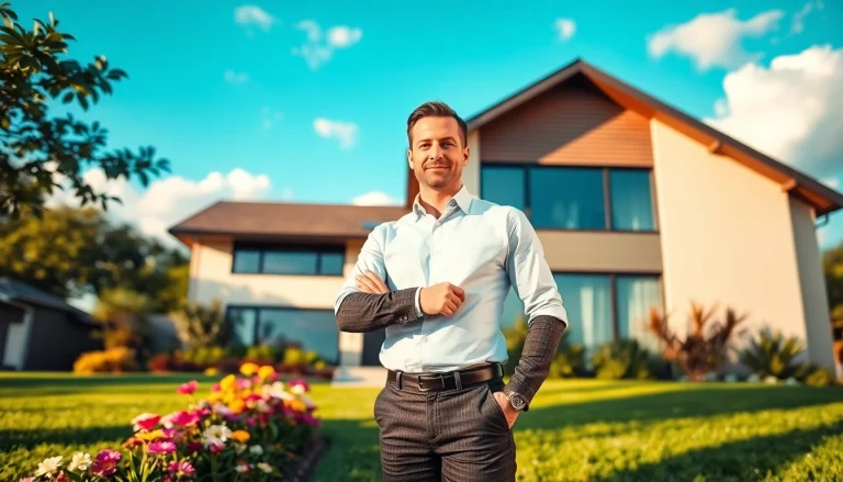 Showcase real estate agent promoting a stunning property for sale.