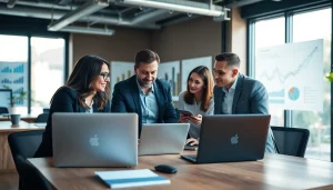 Engage in productive discussions on Business in a contemporary office environment.