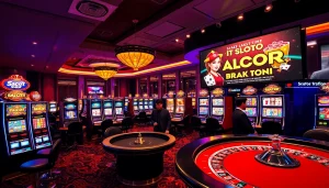 Experience the excitement of Slot Gacor Hari ini with colorful slot machines and casino atmosphere.