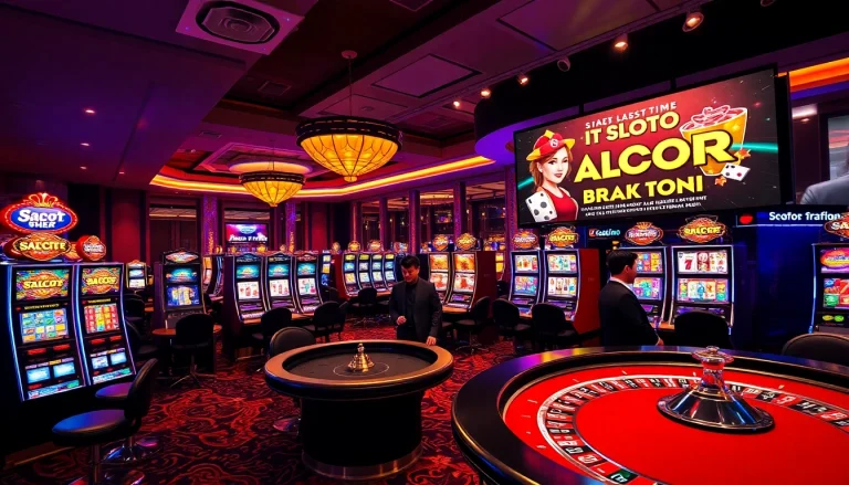 Experience the excitement of Slot Gacor Hari ini with colorful slot machines and casino atmosphere.