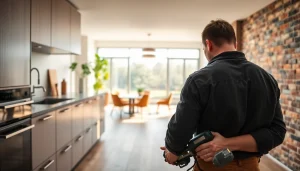 Home renovation project showcasing a modern kitchen with smooth cabinetry installation.