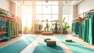 Shop quality products at the Yoga Shop showcasing vibrant mats and apparel for yoga.